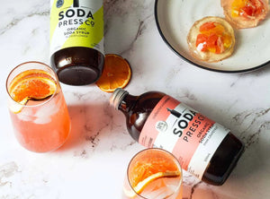 Sparkling Grapefruit Mocktail & Sweet ravioli