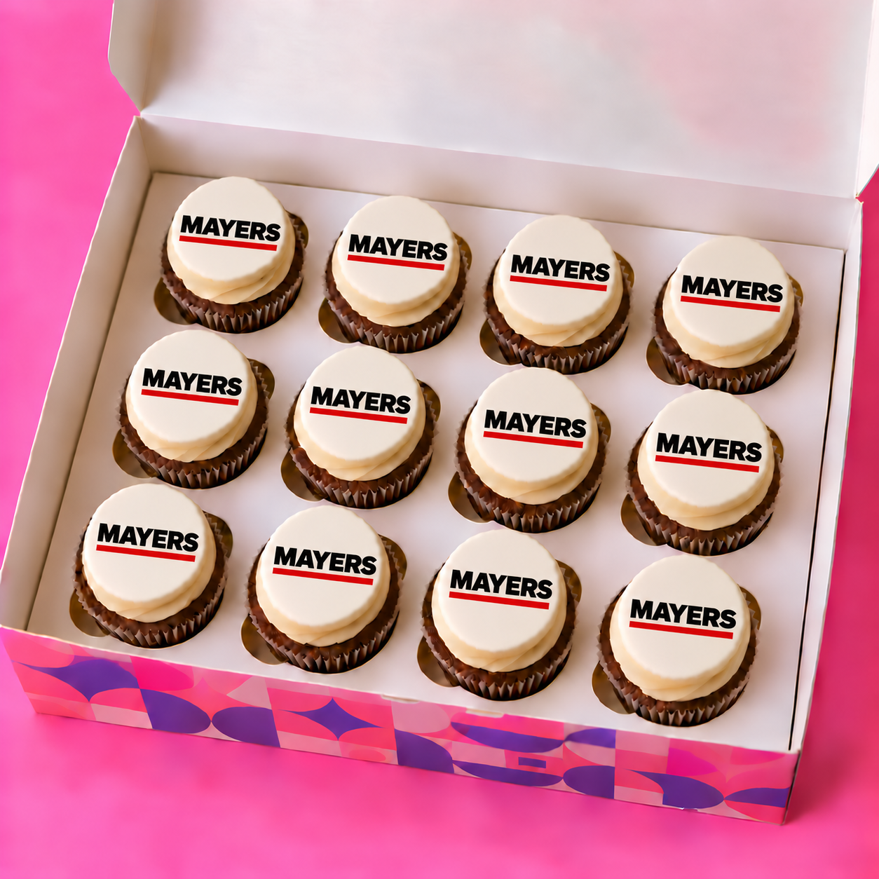 12 Custom Logo Corporate Cupcake Box - Chocolate