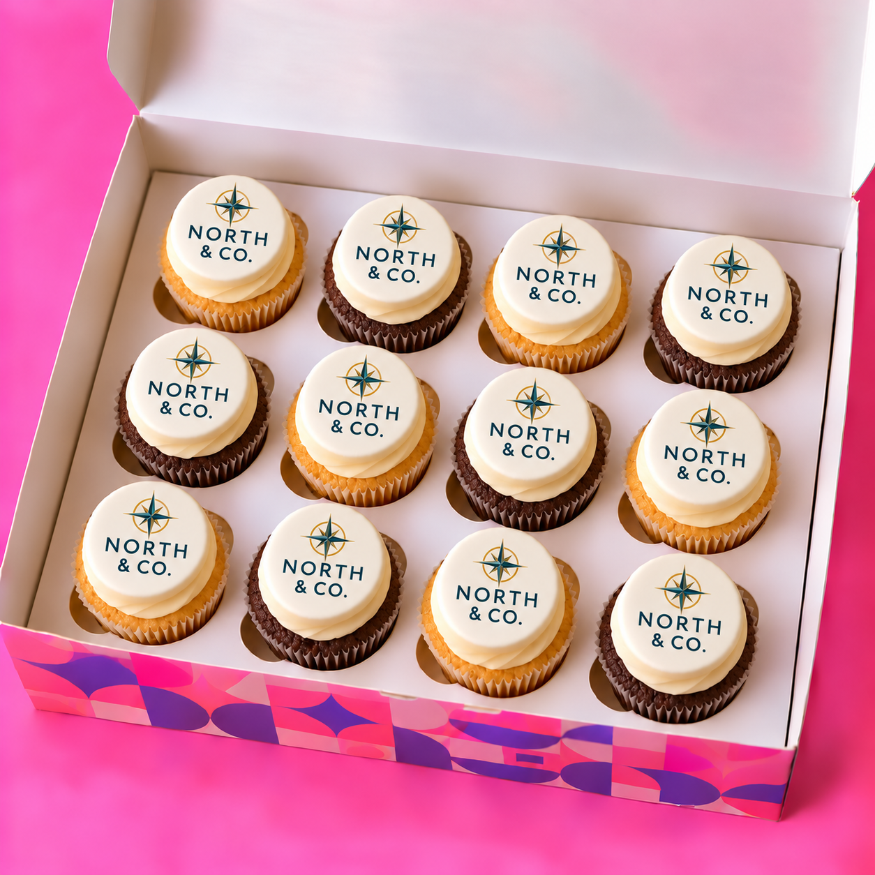 24 Custom Logo Corporate Cupcake Box - Assorted
