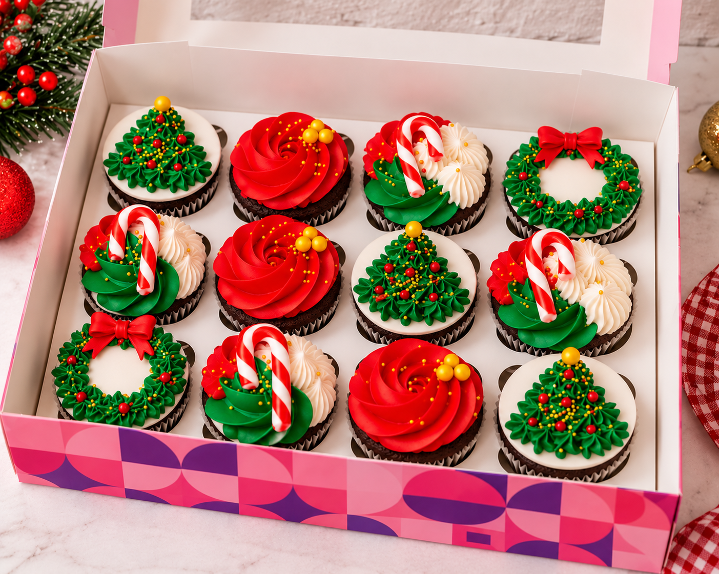 Assorted Christmas Cupcakes - Vegan and Eggless