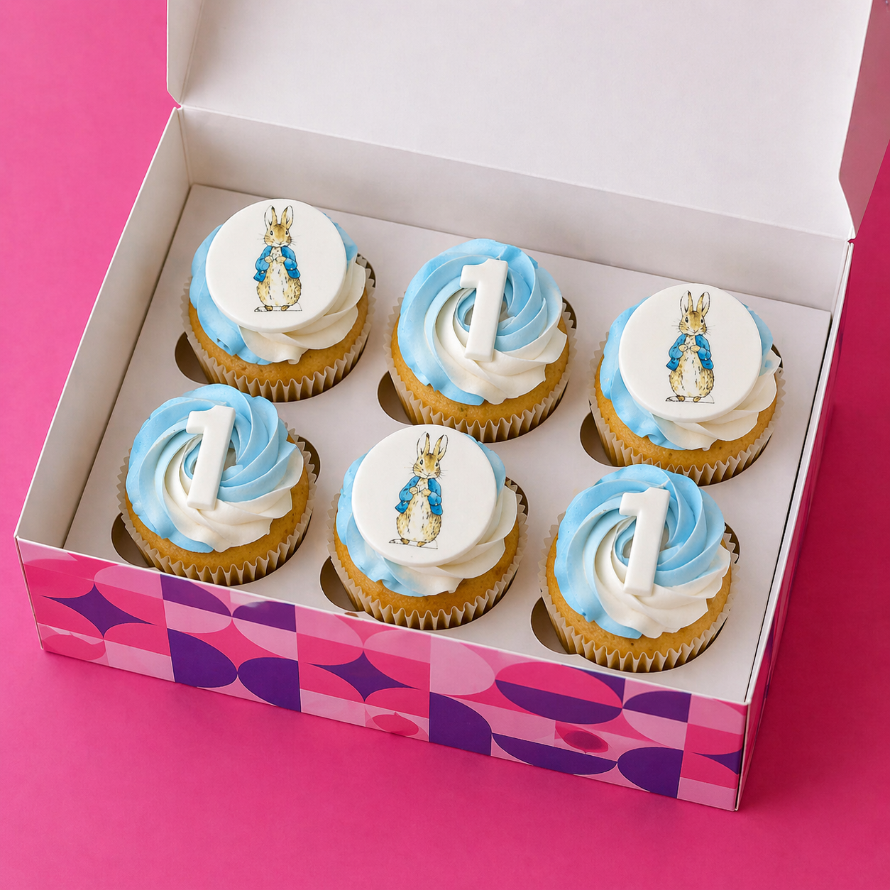 6 Peter Rabbit Theme Cupcakes.
