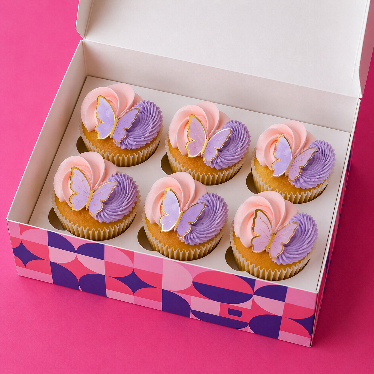6 Butterfly Theme Cupcakes