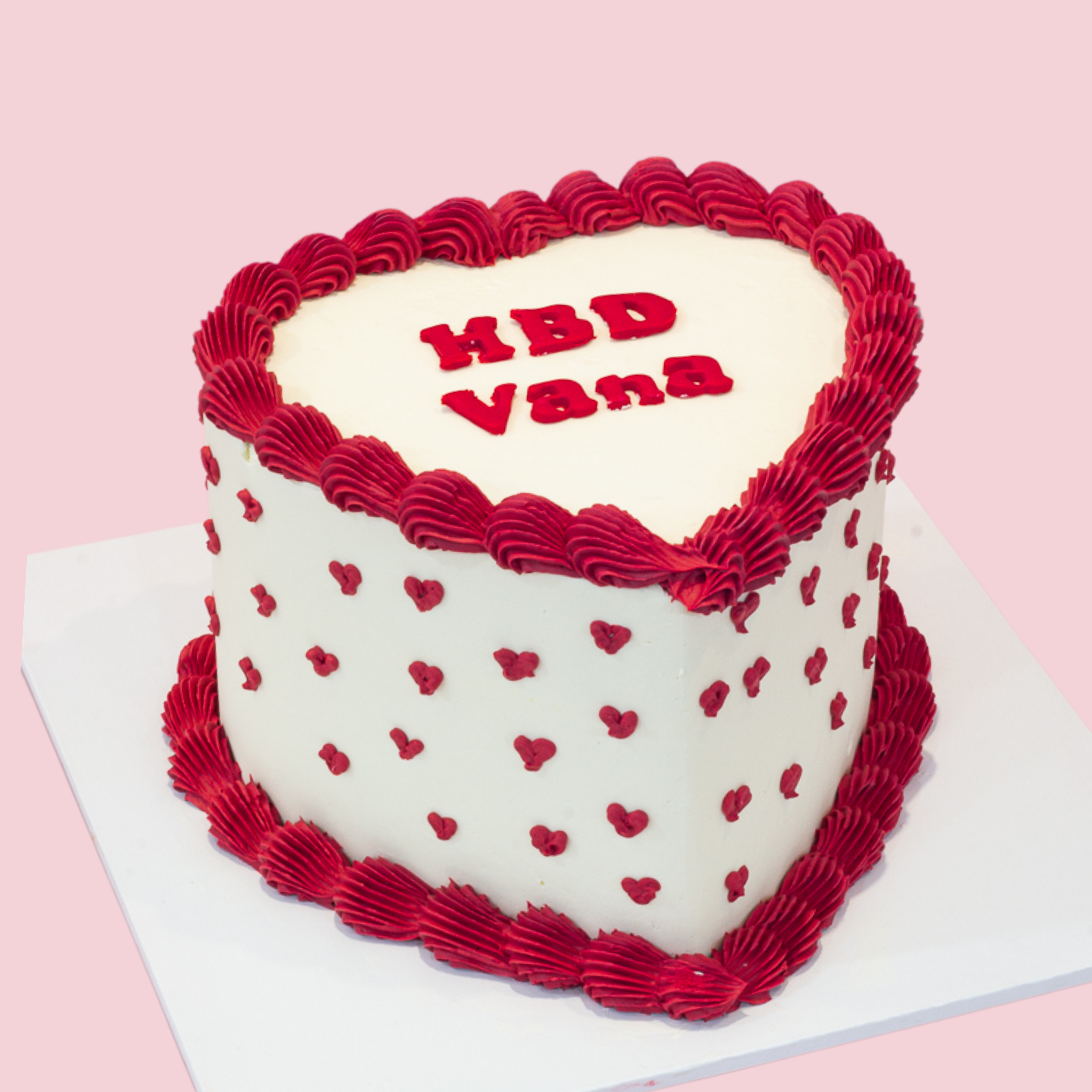 Heart piped birthday cake