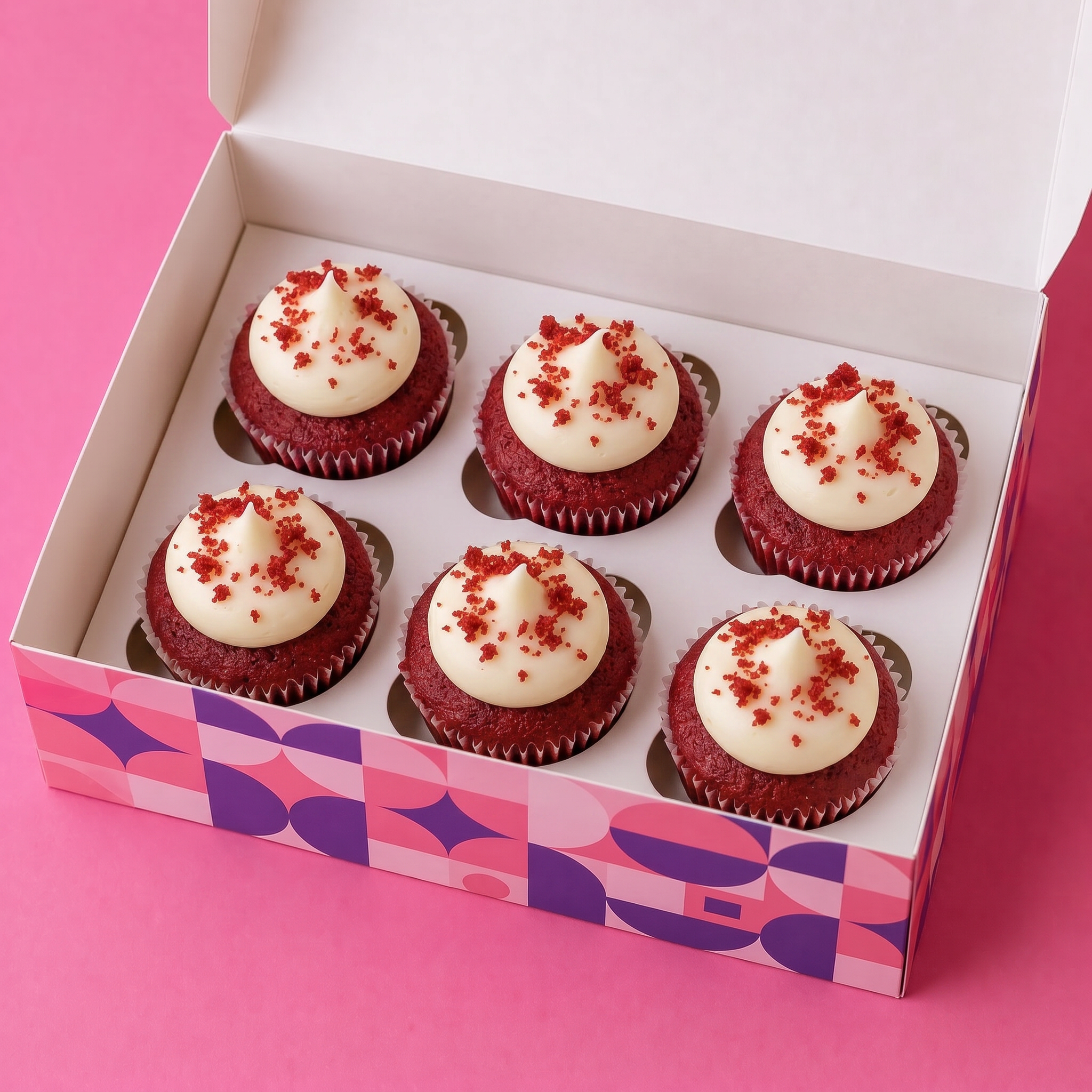 6 Red Velvet Cupcakes