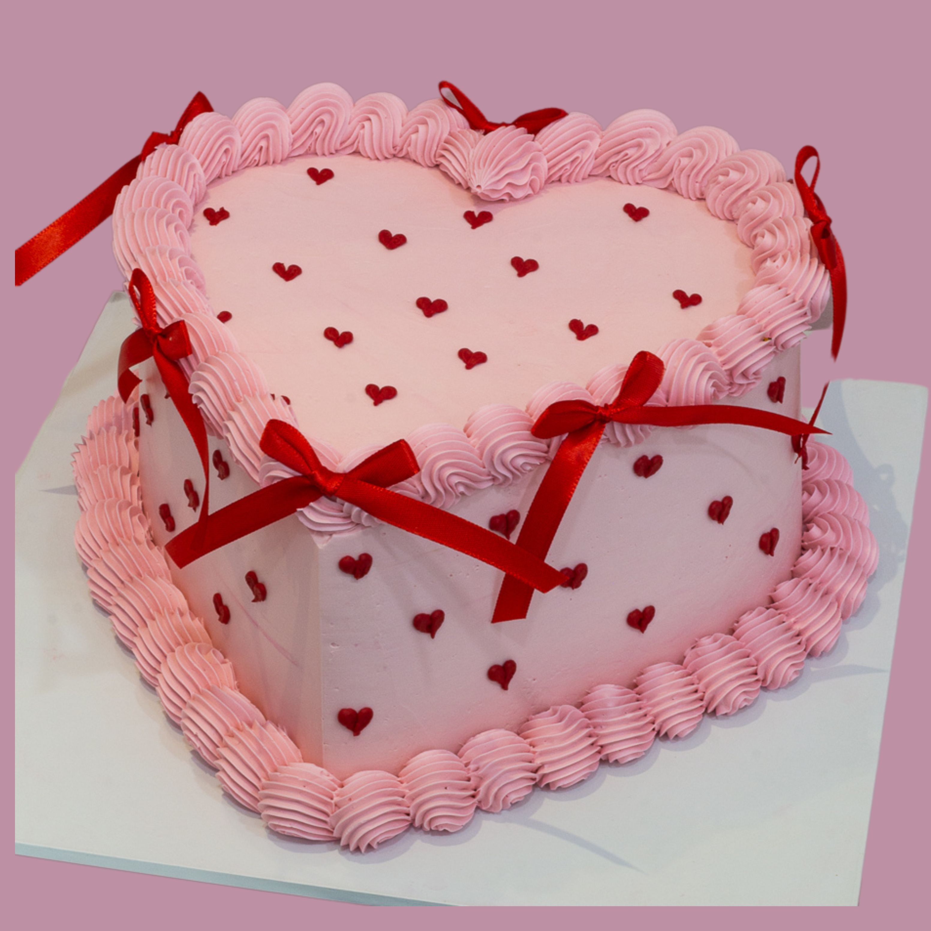 Heart piped birthday cake