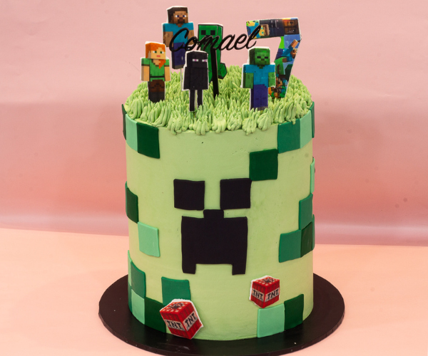 Minecraft theme cake