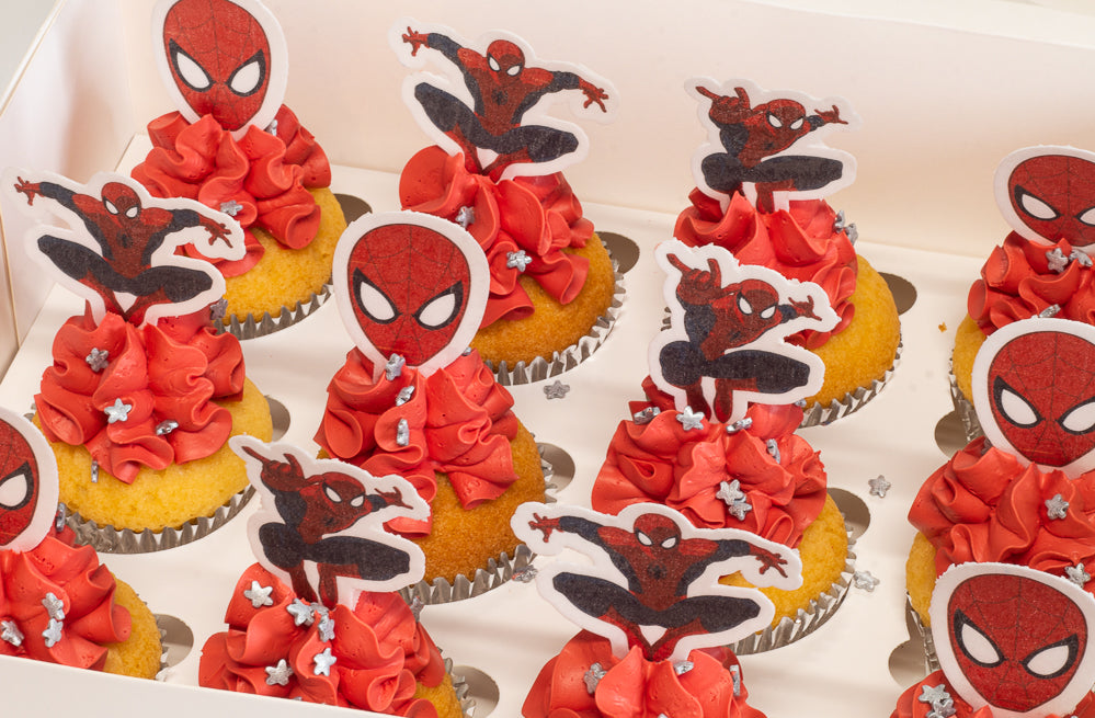 Spider man theme cupcakes.