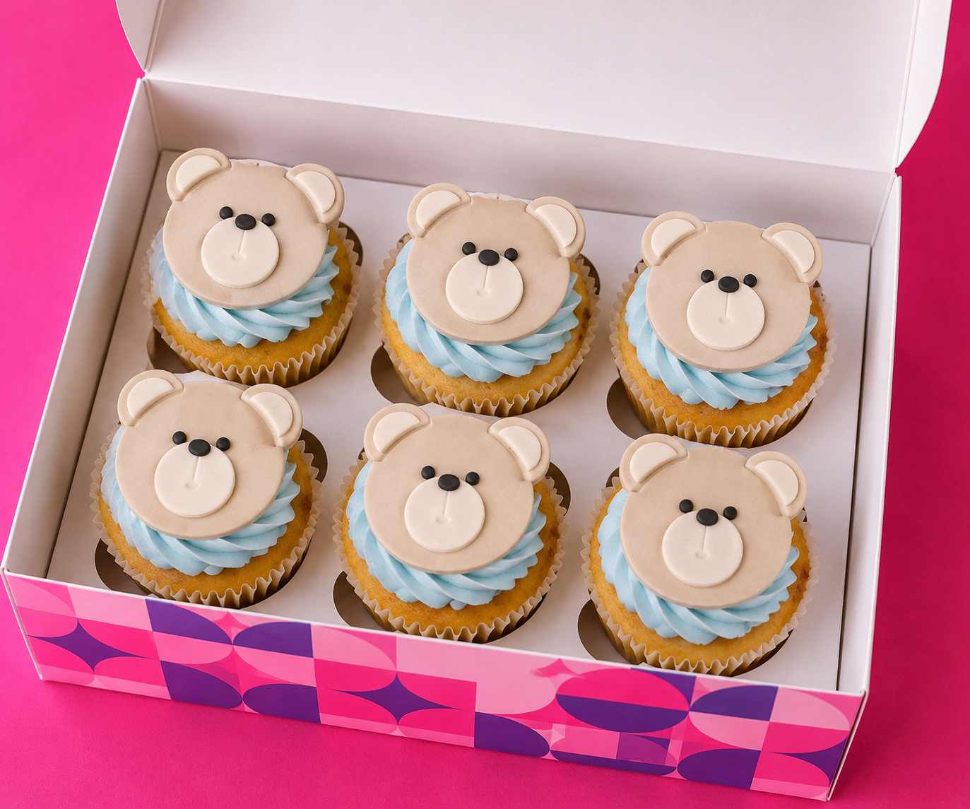 6 Teddy Bear Cupcakes