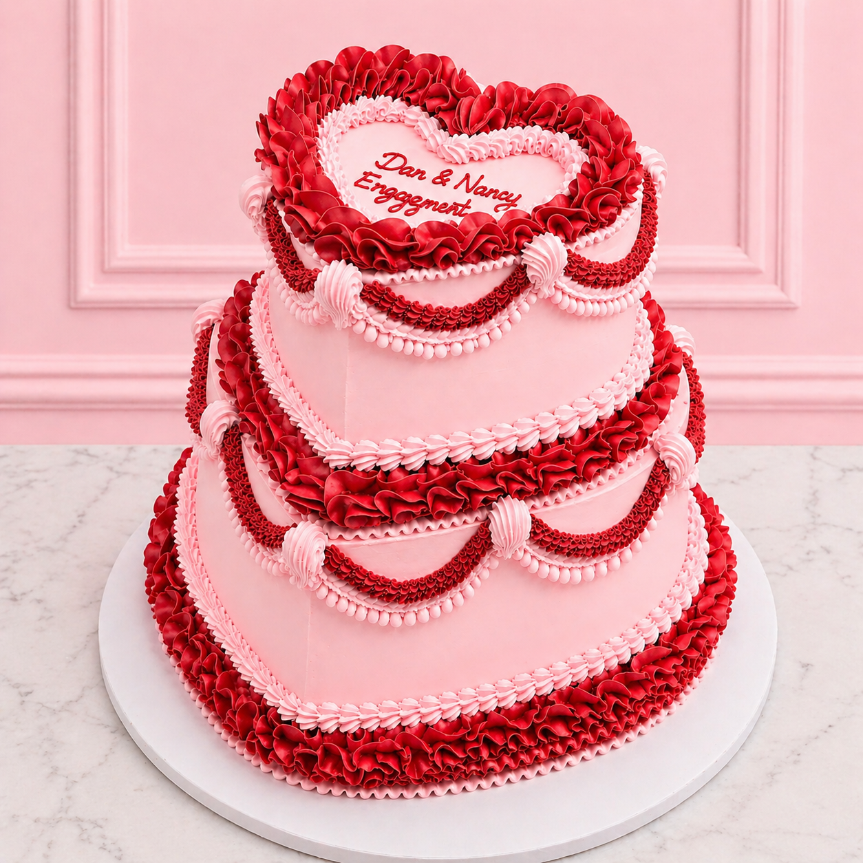Two Tier Vintage Heart Cake
