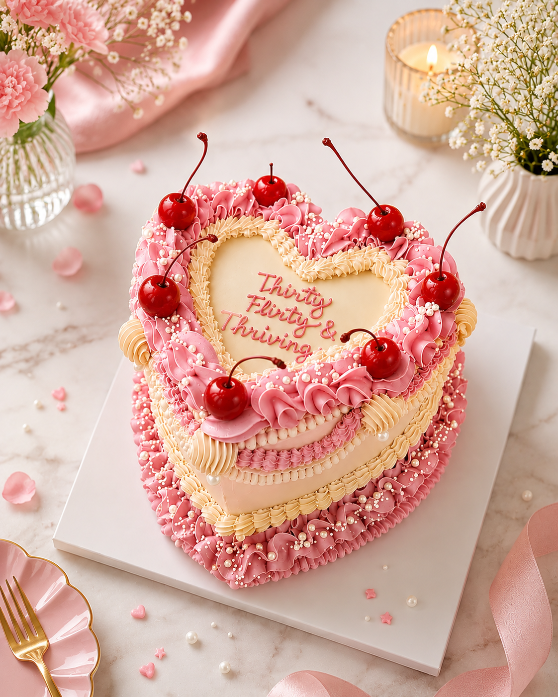 Vintage Retro Heart Cake