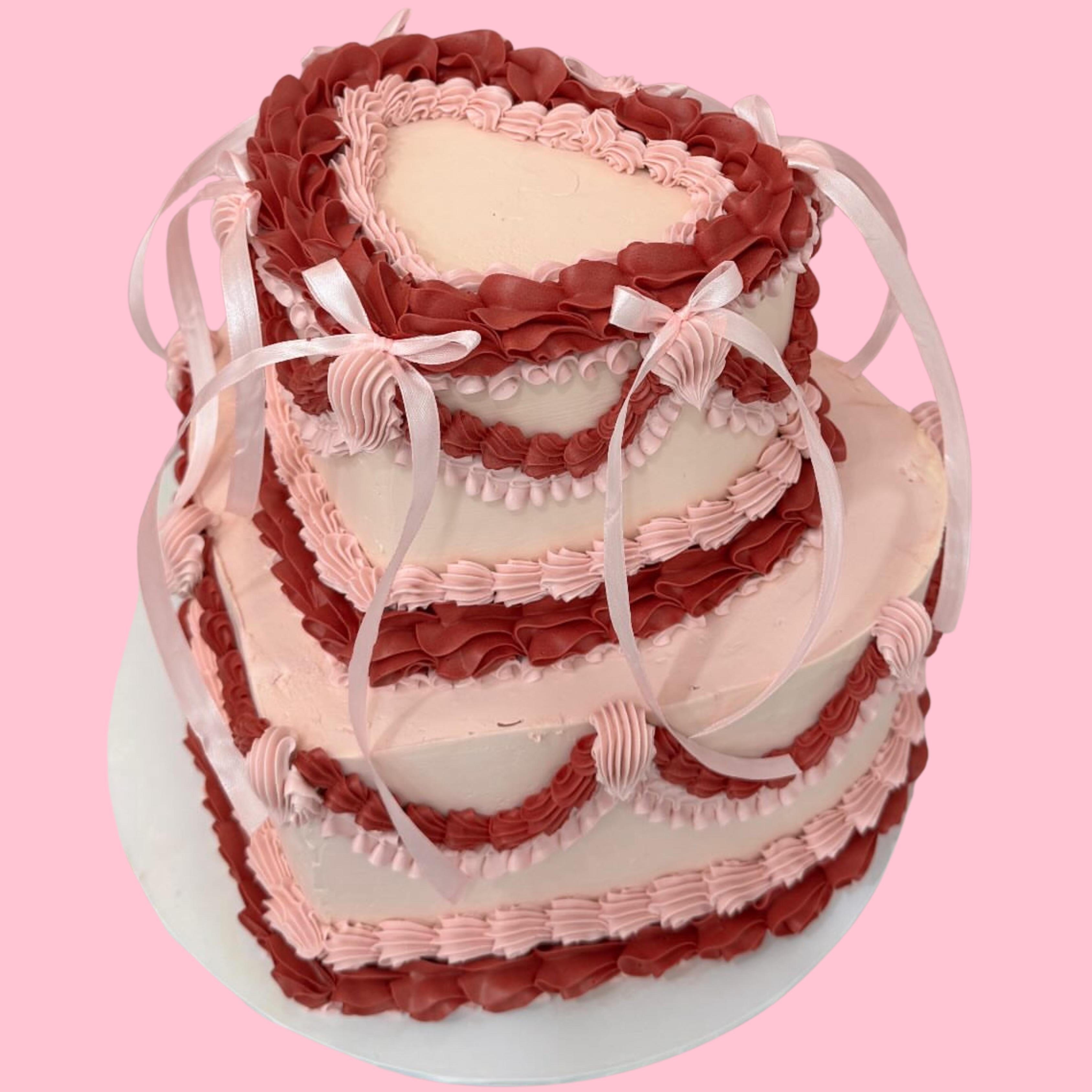 Two Tier Vintage Heart Cake