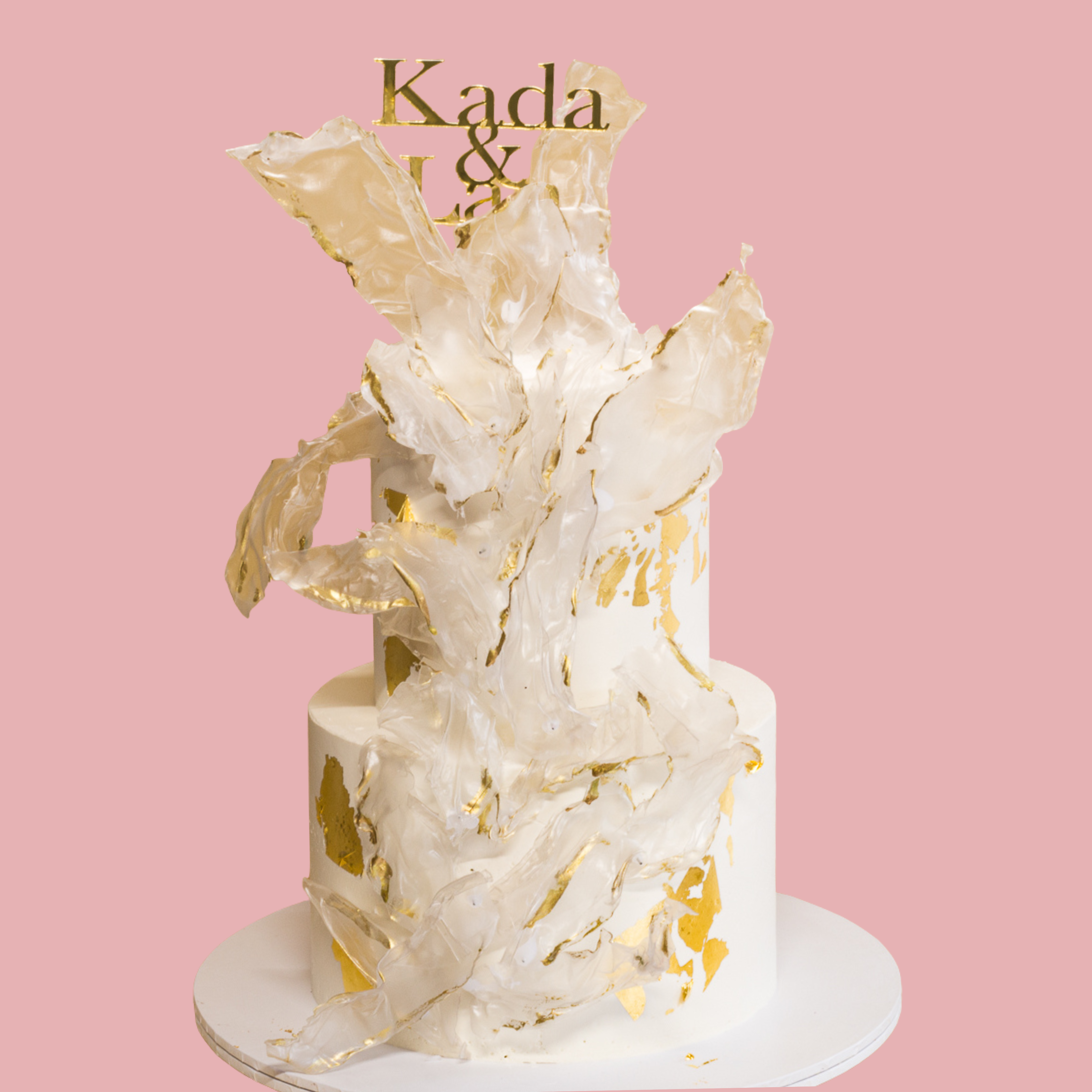 White and Gold Wedding Cake