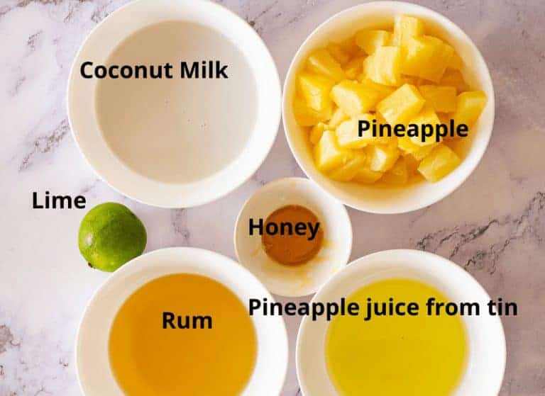 Ingredients for Pina colada popsicle