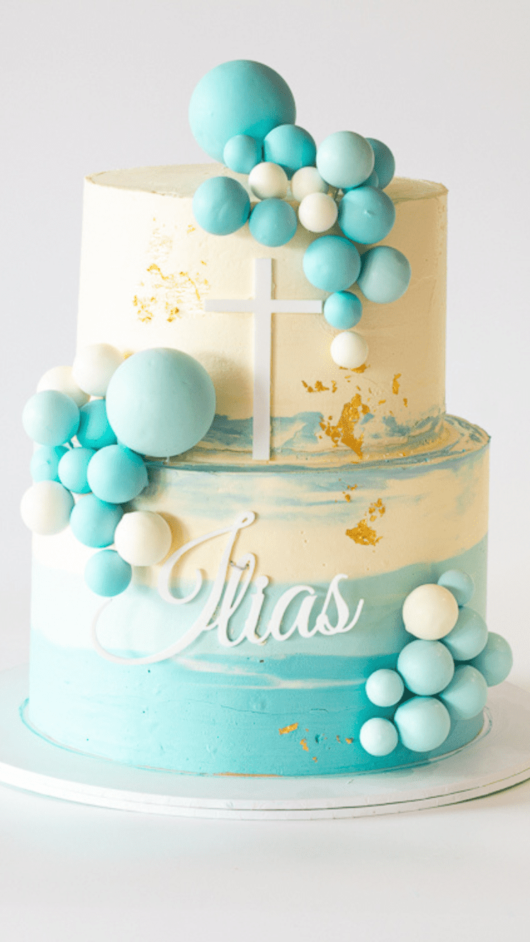 baptism blue cake