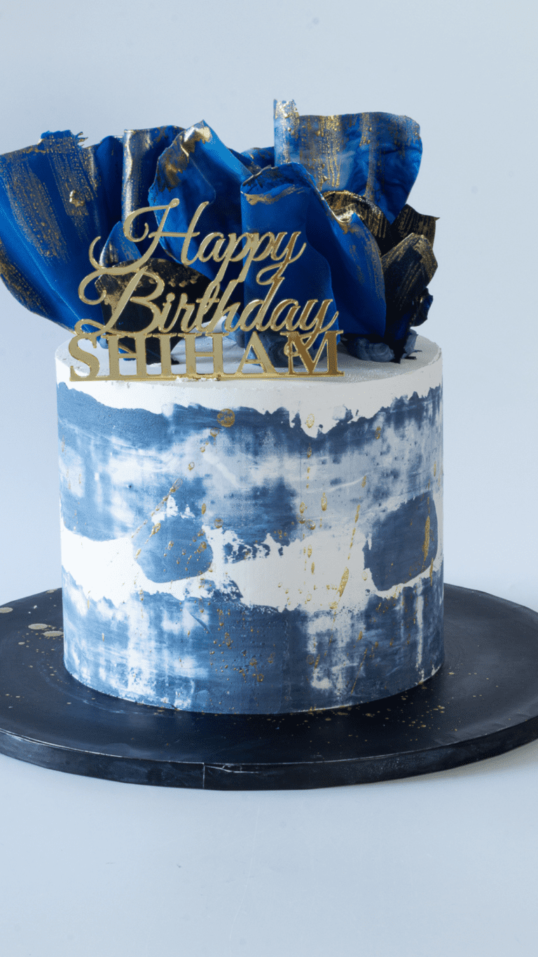 blue theme birthday cake