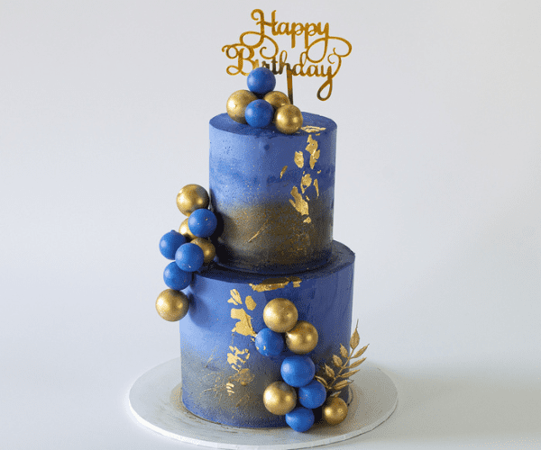 Blue two tier cake