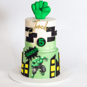 Superhero theme cake