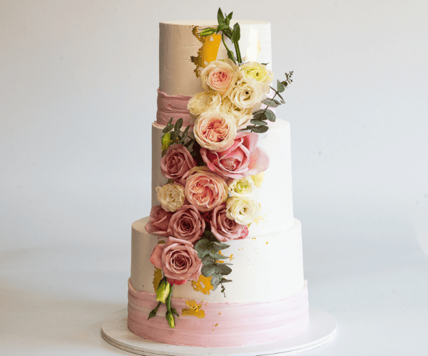 3 Tier Pink Wedding Cake
