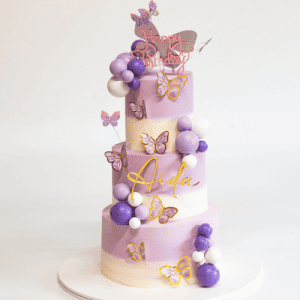Purple butterfly theme cake